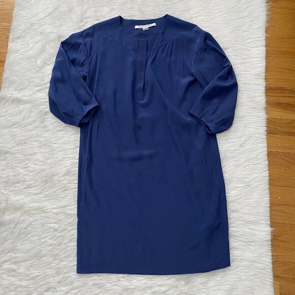 Diane Von Furstenberg DVF Silk Shift Dress Modest 3/4 Length Sleeves Siz… - Picture 2 of 6